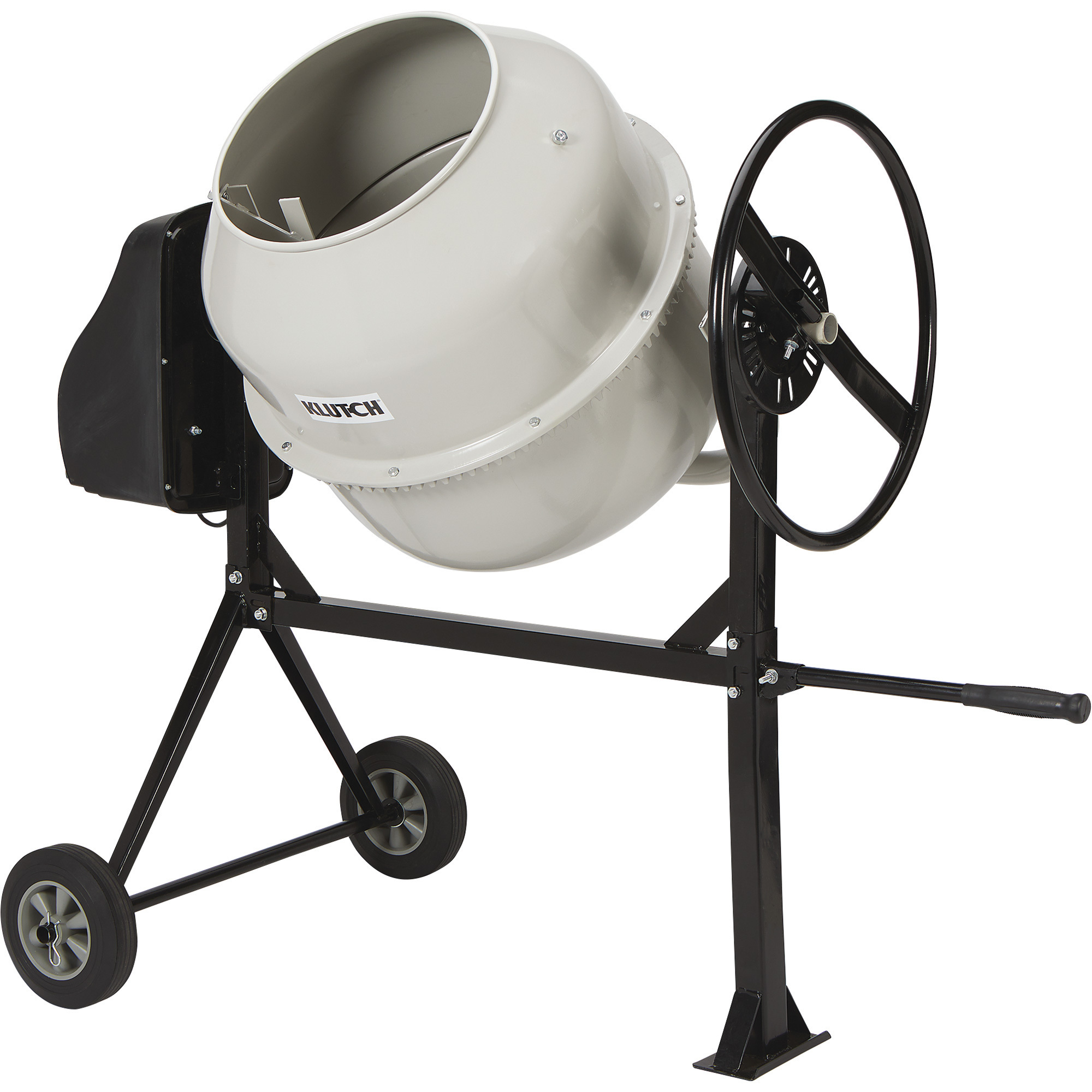 Klutch Electric Cement Mixer, 6.35 Cu. Ft. Drum, 3/4 HP, 120V Electric Motor